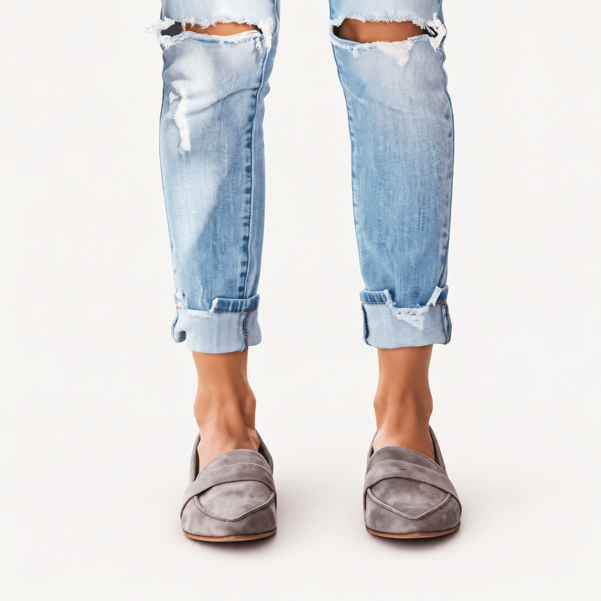 Carlota | Mocasines de ante con punta fina - Carmen Teruel