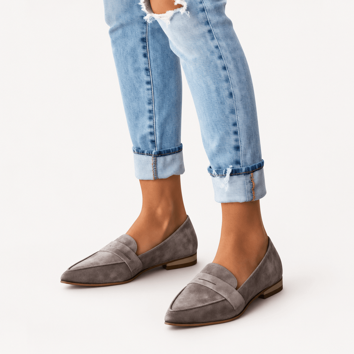 Carlota | Mocasines de ante con punta fina - Carmen Teruel