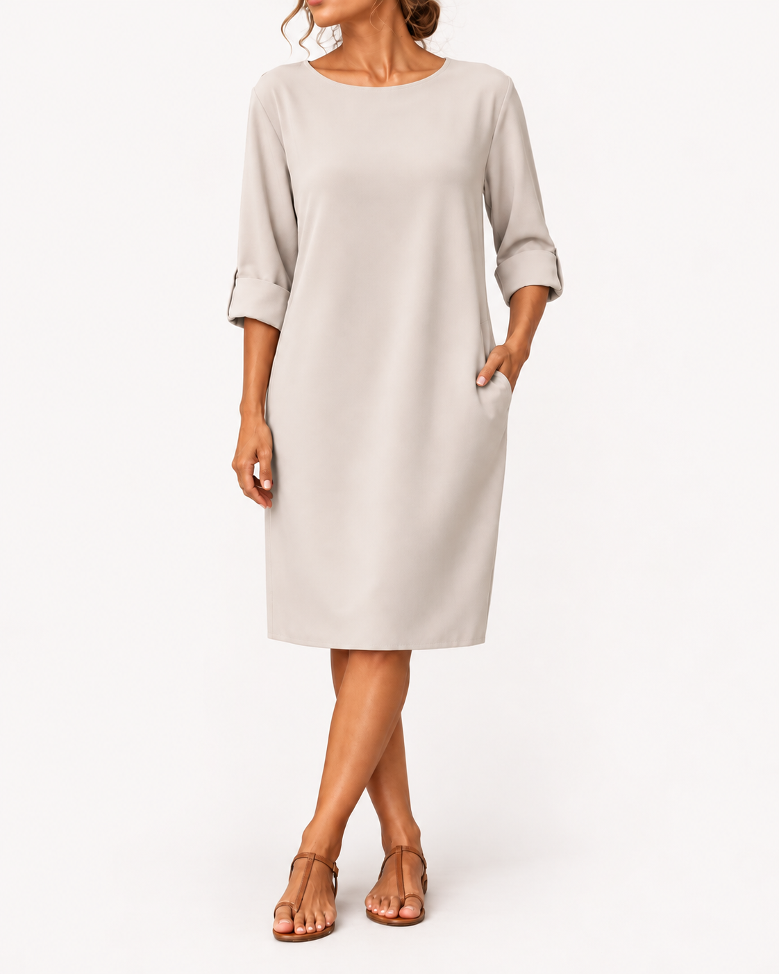Inés | Vestido recto con bolsillos
