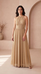 Anamartinezmadrid Estela | Vestido Largo de Fiesta con Brillo y Escote Halter – photo 7