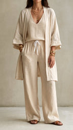 Anamartinezmadrid Marina | Conjunto de Tres Piezas de Lino – Beige – photo 3