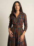 Aitana Hernández Beatriz - Vestido Largo de Cuadros con Cinturón – Rojizo