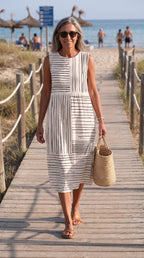 Anamartinezmadrid Amara | Vestido Midi Estampado en Blanco y Negro – photo 2