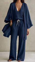 Anamartinezmadrid Marina | Conjunto de Tres Piezas de Lino – Azul Marino – photo 6