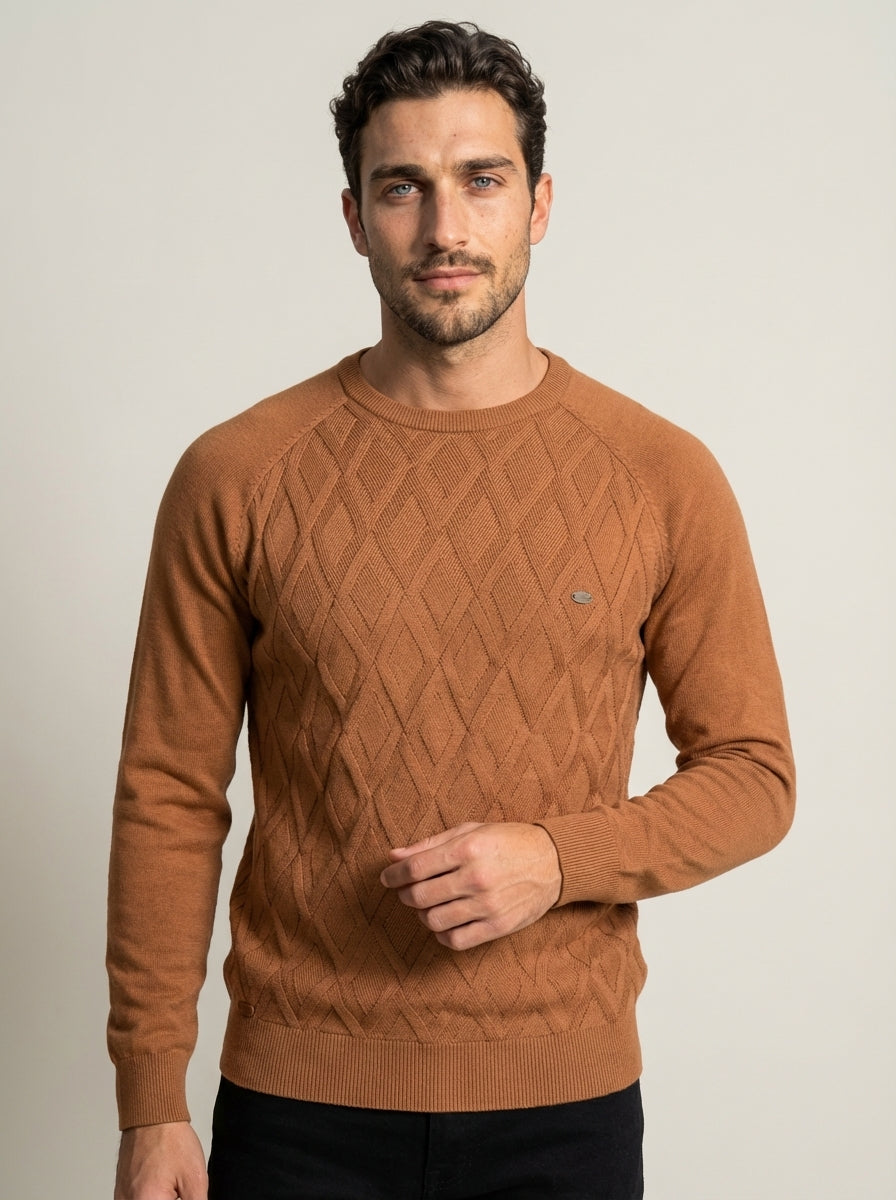 camilleboutique.de Nico - Suéter Elegante con Diseño de Rombos – Marrón – photo 4