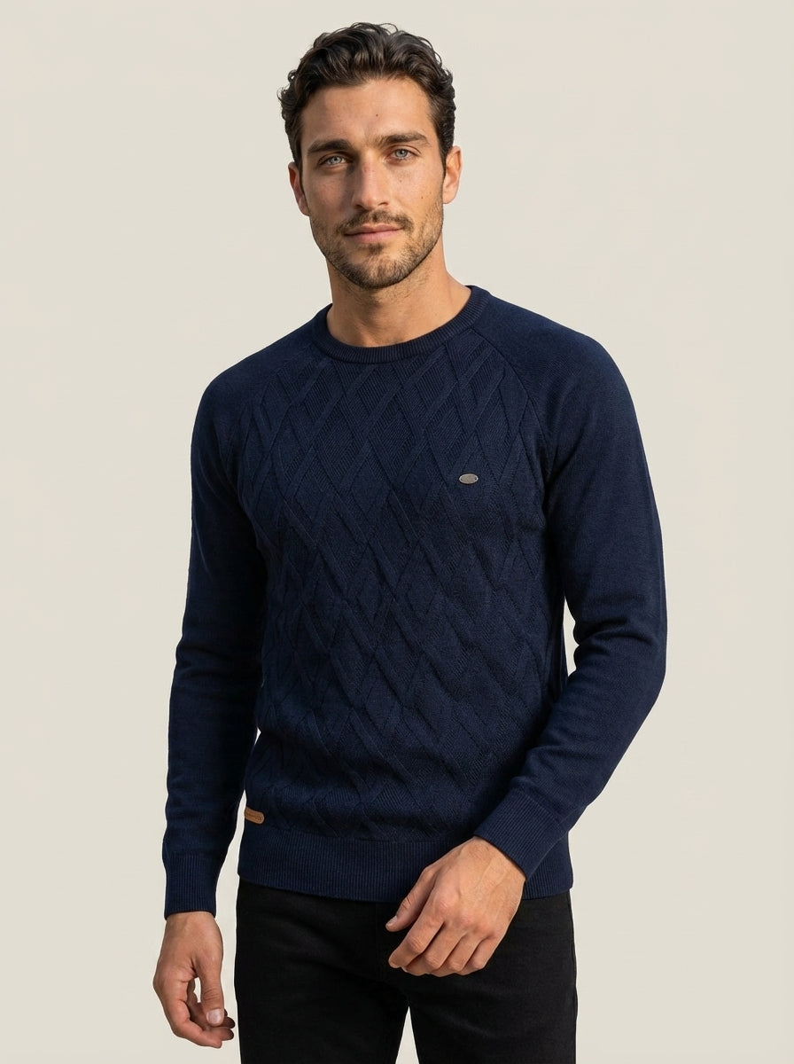 camilleboutique.de Nico - Suéter Elegante con Diseño de Rombos – Azul Oscuro – photo 6