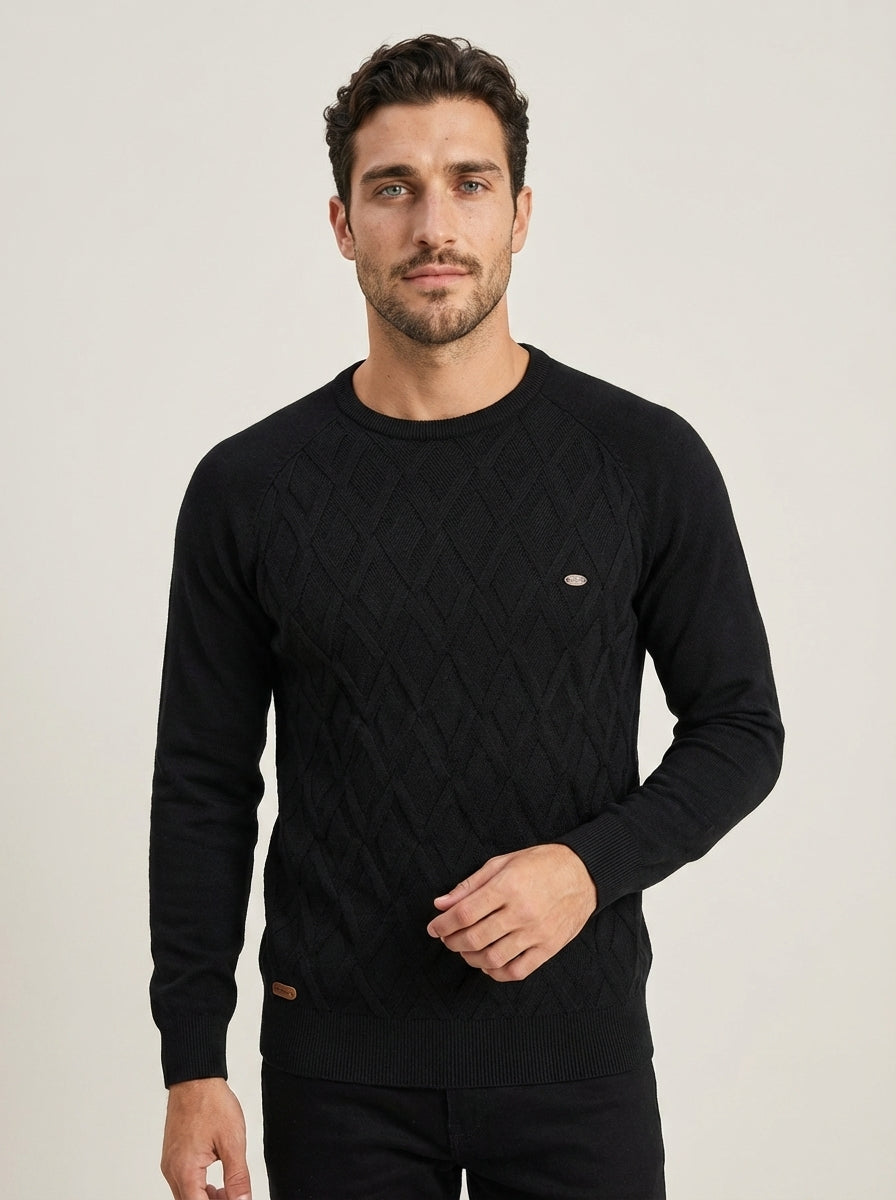 camilleboutique.de Nico - Suéter Elegante con Diseño de Rombos – Negro – photo 8
