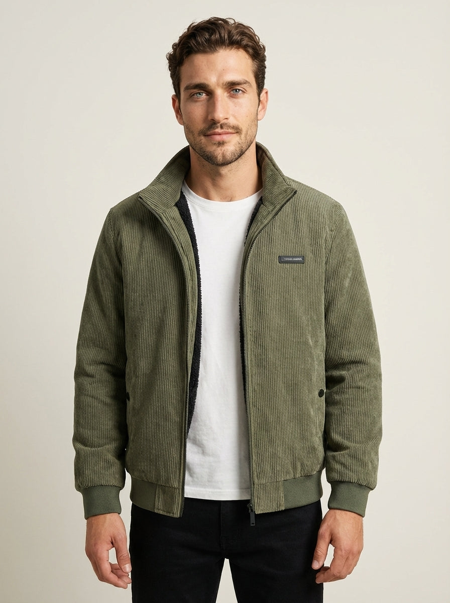 Leauryn DE Renzo - Chaqueta de Pana con Forro de Felpa – Verde Oliva – photo 6