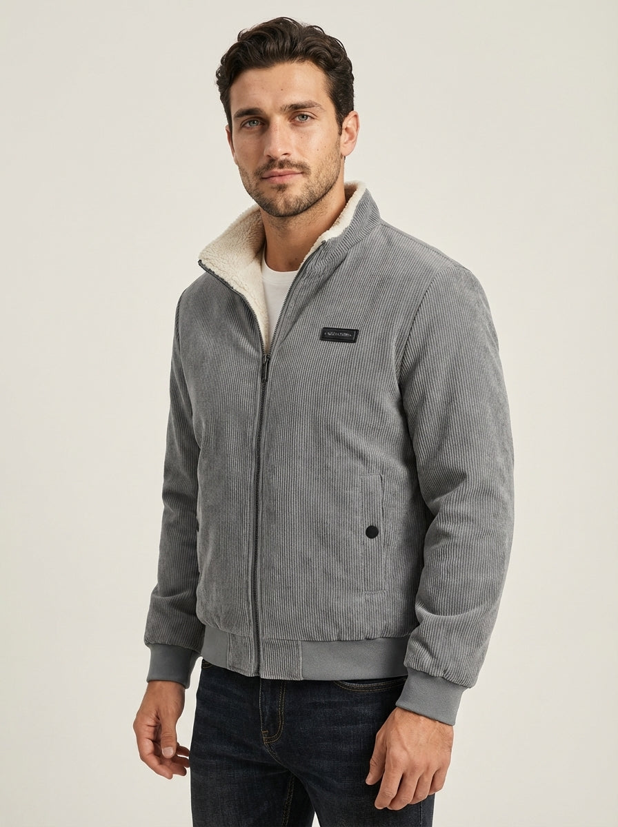 Leauryn DE Renzo - Chaqueta de Pana con Forro de Felpa – Gris – photo 4