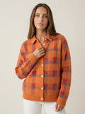 Aubert Paris Anna - Cárdigan de Punto Premium a Cuadros – Naranja