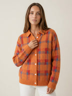 Aubert Paris Anna - Cárdigan de Punto Premium a Cuadros – Naranja