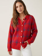 Aubert Paris Anna - Cárdigan de Punto Premium a Cuadros – Rojo – photo 6