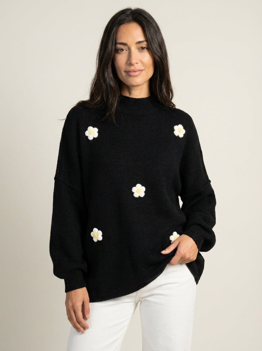 AYZA Luno - Sudadera Pullover con Flores – Negro – photo 6