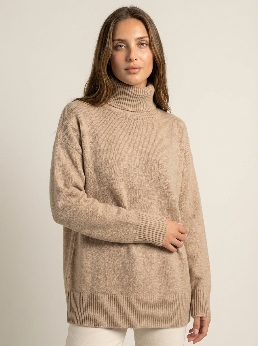 camilleboutique.de Agata - Jersey de Cuello Alto – Beige