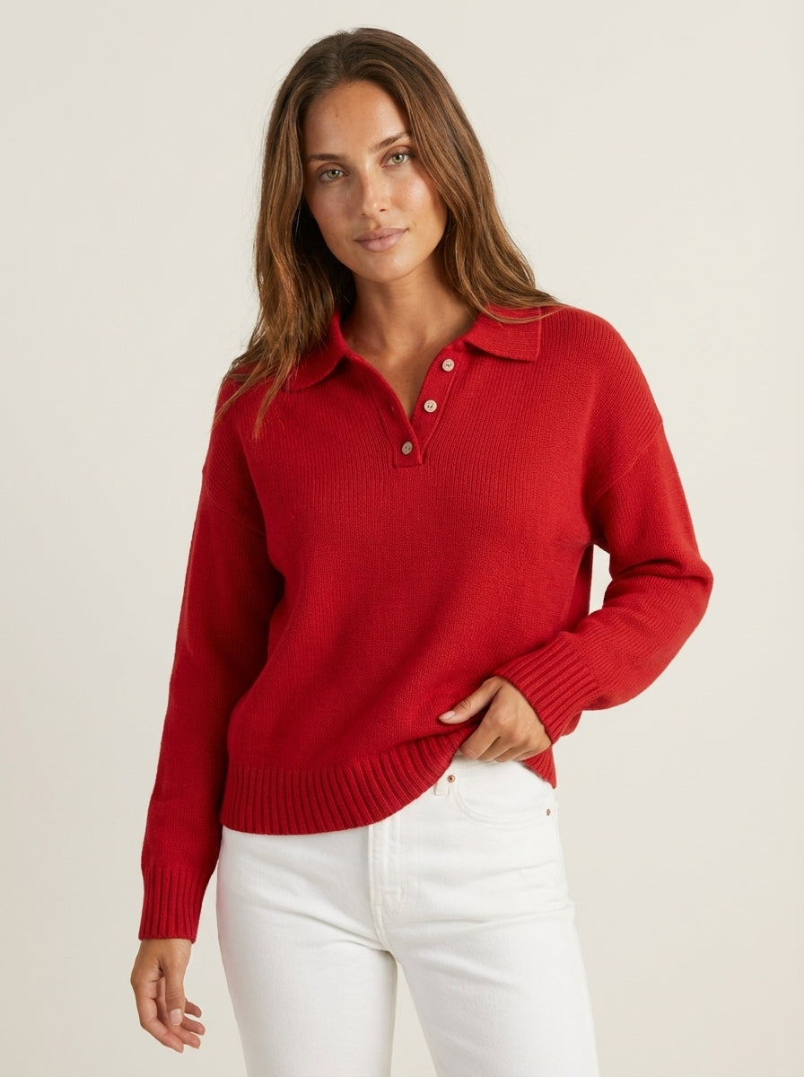 Lindemann Mode Laura - Jersey de Punto con Cuello Elegante – Rojo – photo 4