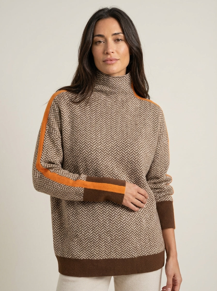 Lindemann Mode Martina - Jersey Cálido de Cuello Alto – Naranja