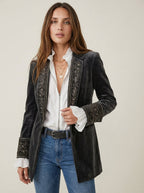 Corrovo Nuria - Chaqueta Elegante de Terciopelo – Gris – photo 8