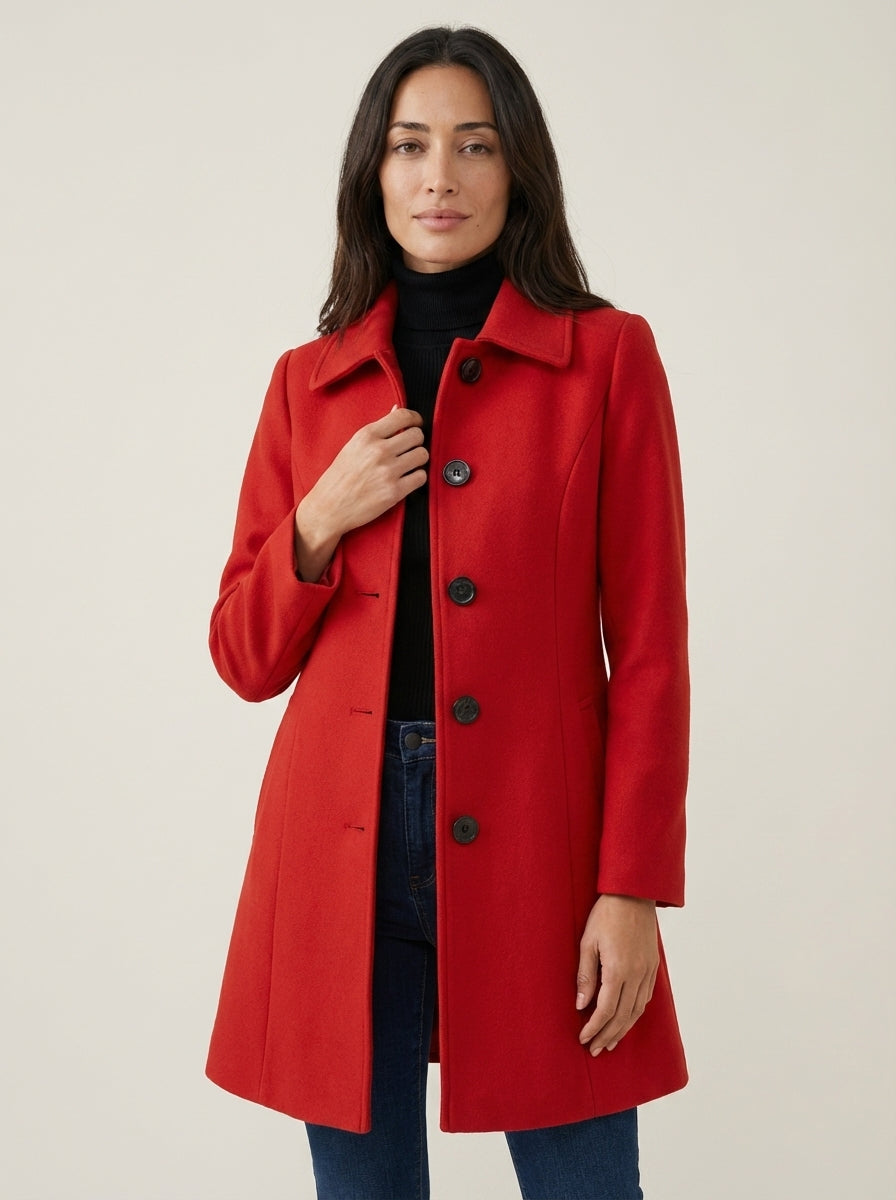camilleboutique.de Helena - Abrigo de Invierno con Botones – Rojo – photo 10