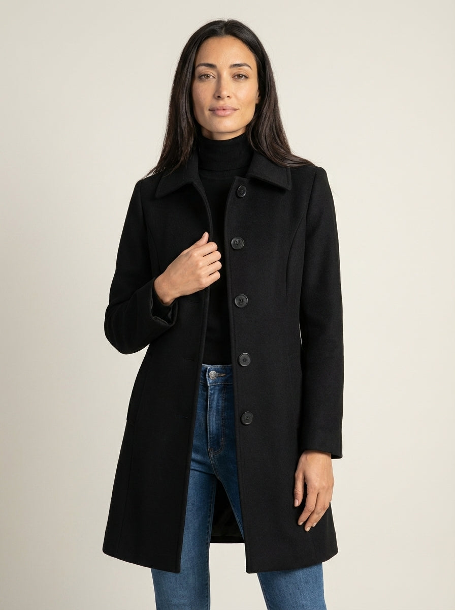 camilleboutique.de Helena - Abrigo de Invierno con Botones – Negro – photo 8
