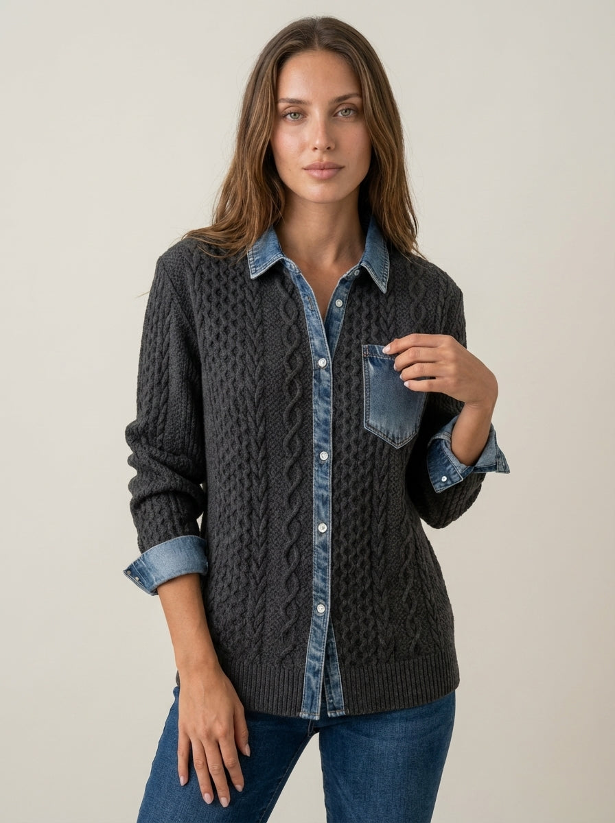Mara Madrid Rebecca - Top de Punto Perfecto – Gris Oscuro – photo 6