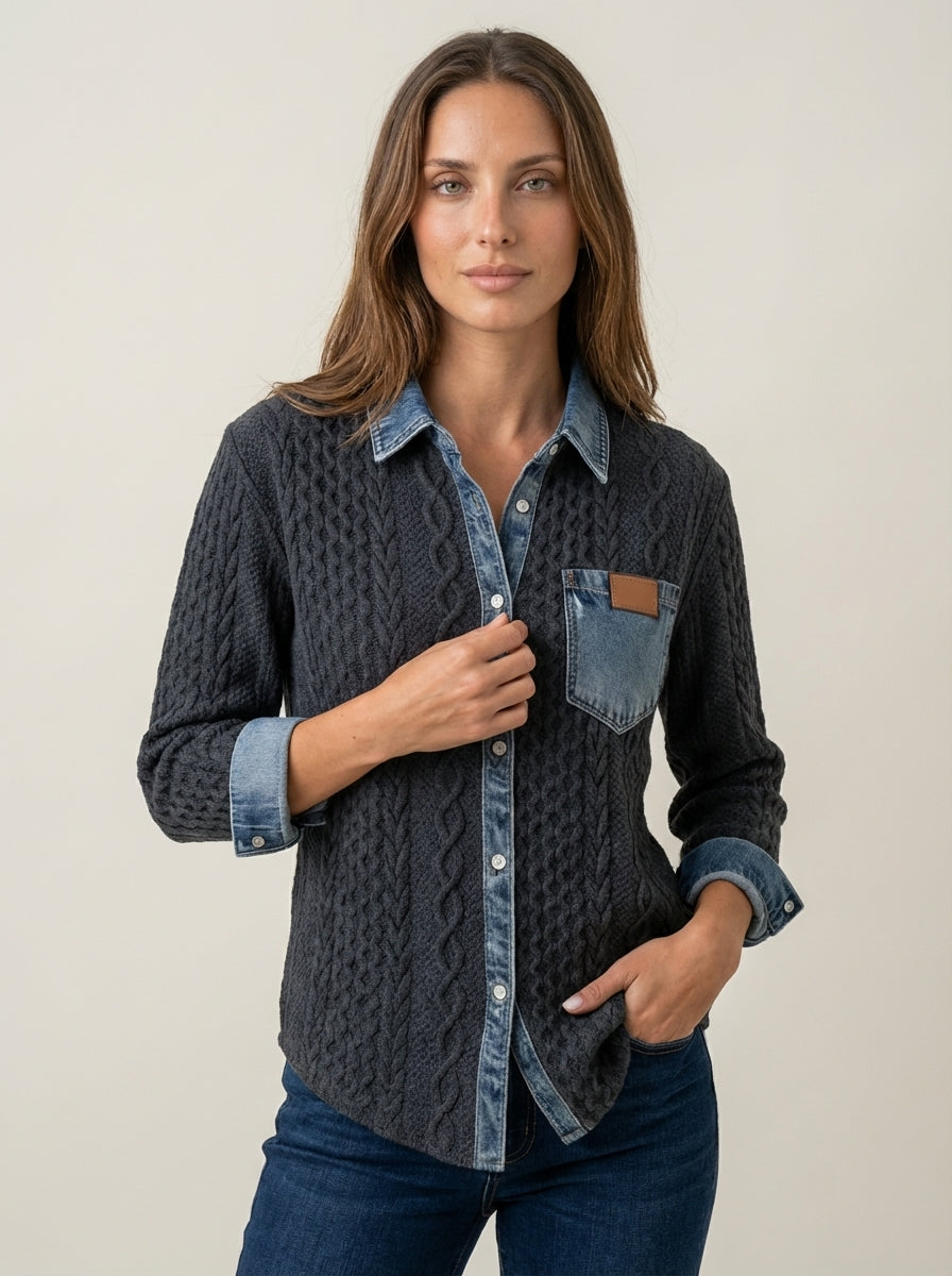 Mara Madrid Rebecca - Top de Punto Perfecto – Azul Marino