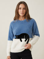 Vela Montesa Luna - Sudadera para Mujer con Gráfico de Gato – Azul – photo 8