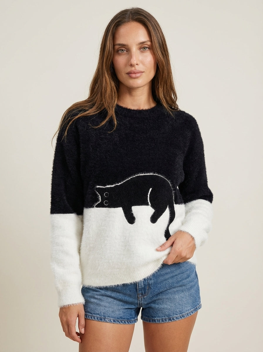 Vela Montesa Luna - Sudadera para Mujer con Gráfico de Gato – Negro – photo 10