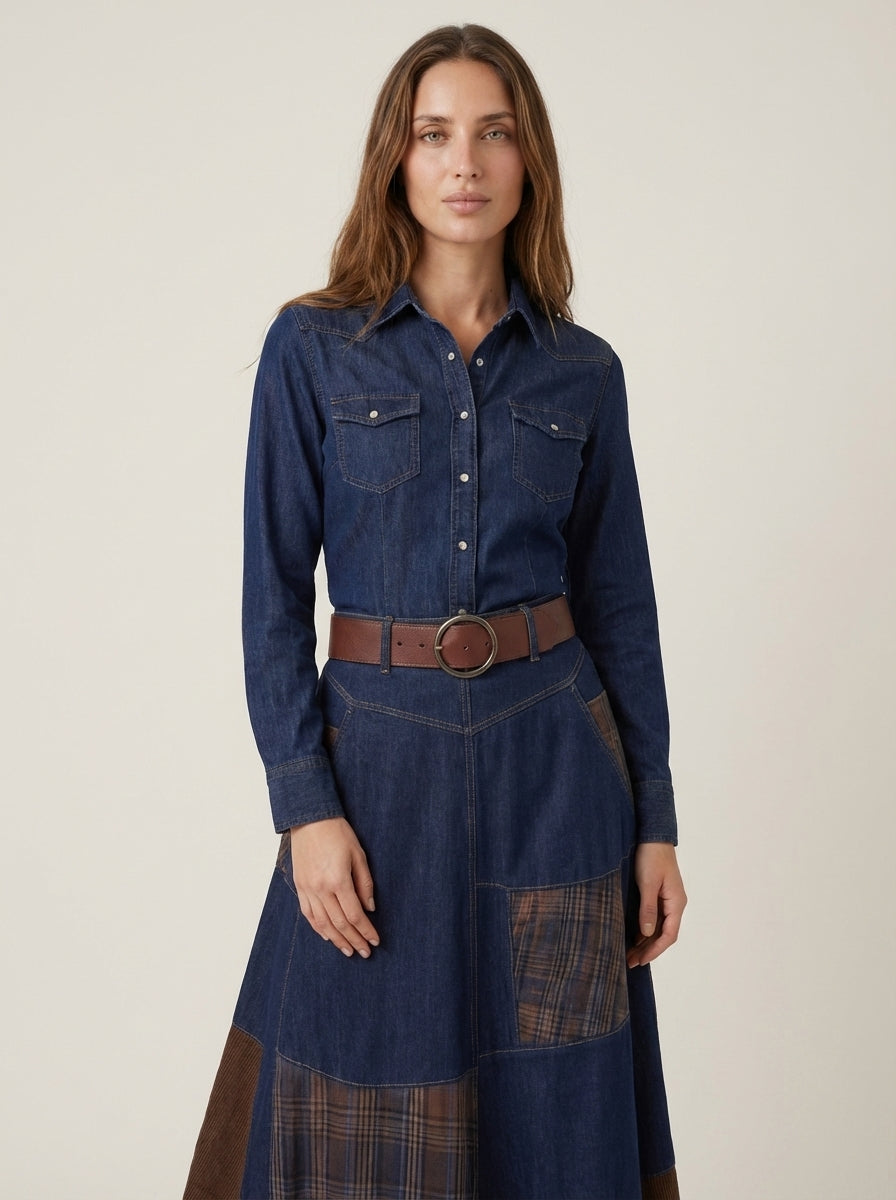 Azucena | Vestido maxi de ante con cinturón