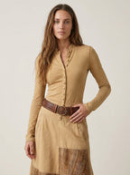 Aitana Hernández Azucena - Vestido Maxi de Ante con Cinturón – Camel – photo 4