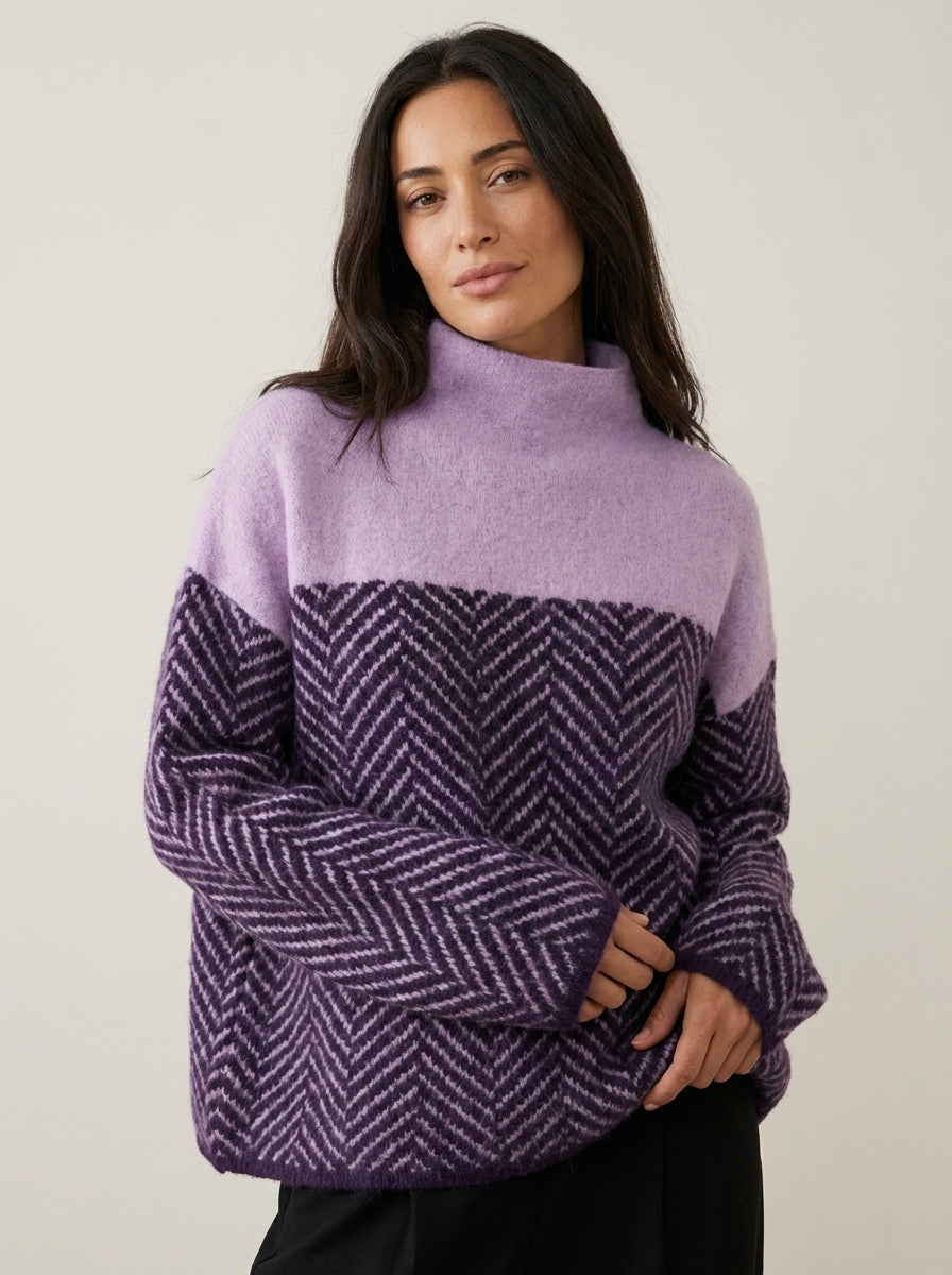 Lunoré Nora - Jersey Elegante de Cuello Alto – Violeta – photo 6