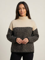 Lunoré Nora - Jersey Elegante de Cuello Alto – Beige – photo 4
