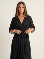 Liora Barcelona Mónica - Vestido de Chiffon con Escote en V – Negro – photo 4