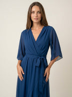 Liora Barcelona Mónica - Vestido de Chiffon con Escote en V – Azul marino – photo 6