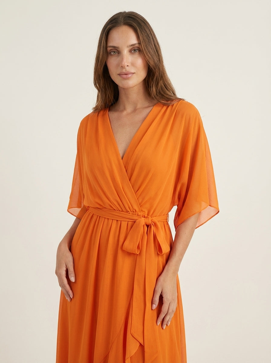 Mónica | Vestido de chiffon con escote en V