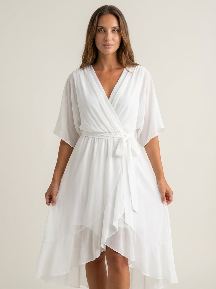 Mónica | Vestido de chiffon con escote en V
