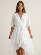 Liora Barcelona Mónica - Vestido de Chiffon con Escote en V – Blanco – photo 10