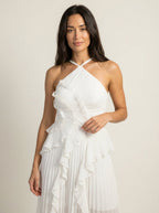 Vielha Shop Rosé - Vestido Largo Plisado – Blanco – photo 4