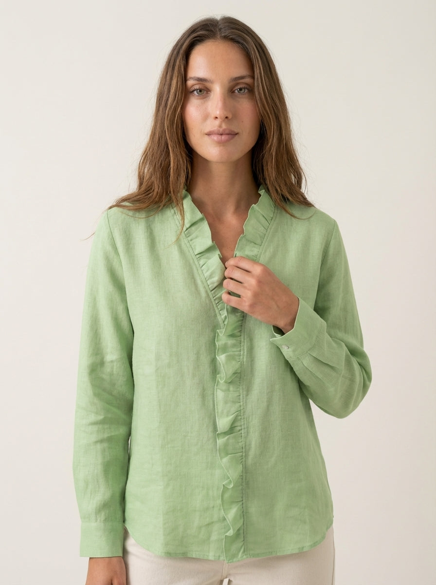 Sofía Valera Indie - Blusa con Volantes y Cuello en V – Verde – photo 6