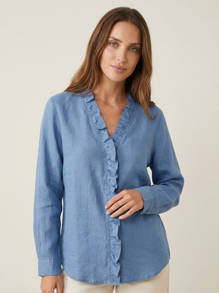 Sofía Valera Indie - Blusa con Volantes y Cuello en V – Azul – photo 8