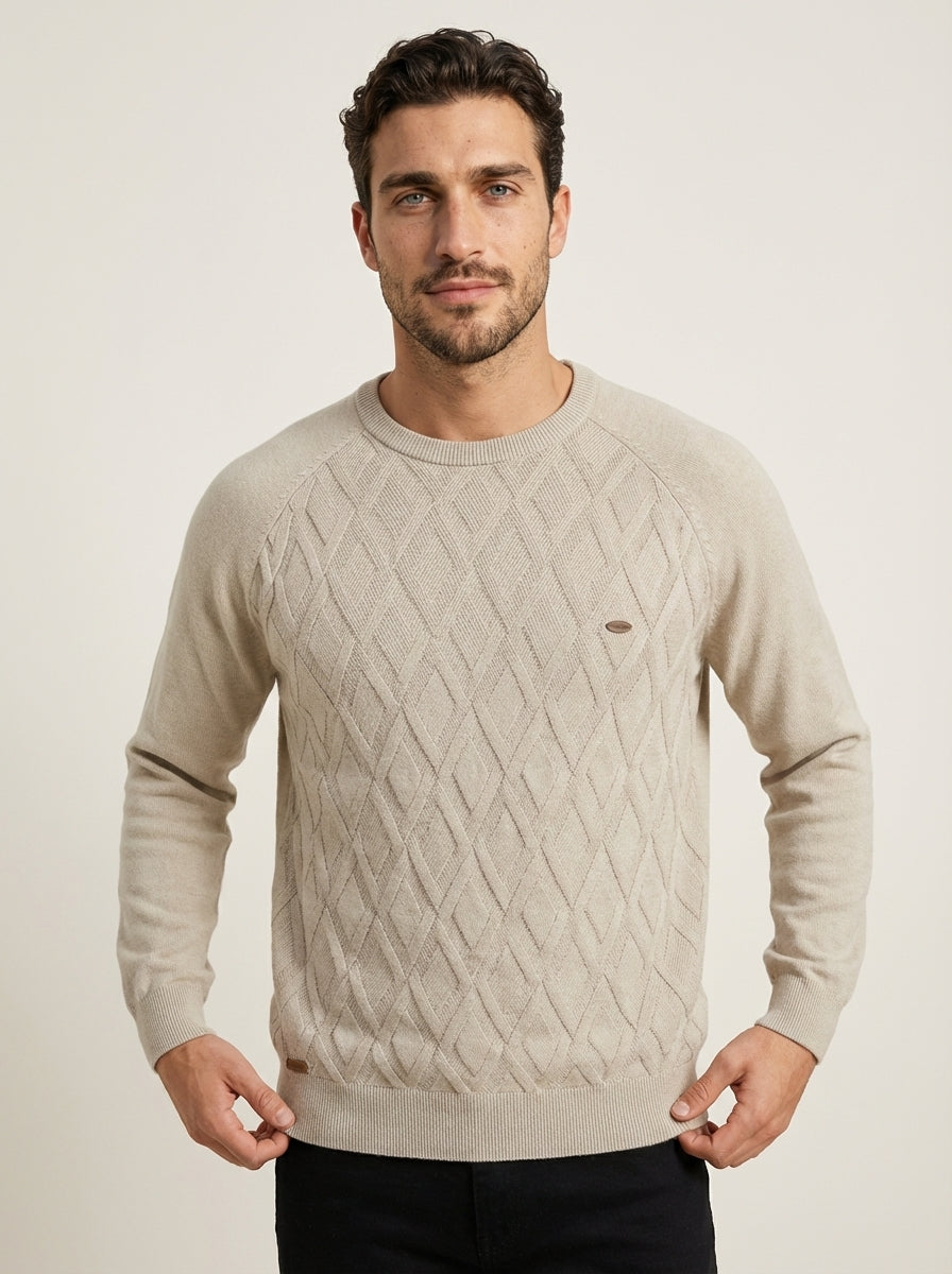 camilleboutique.de Nico - Suéter Elegante con Diseño de Rombos – Beige