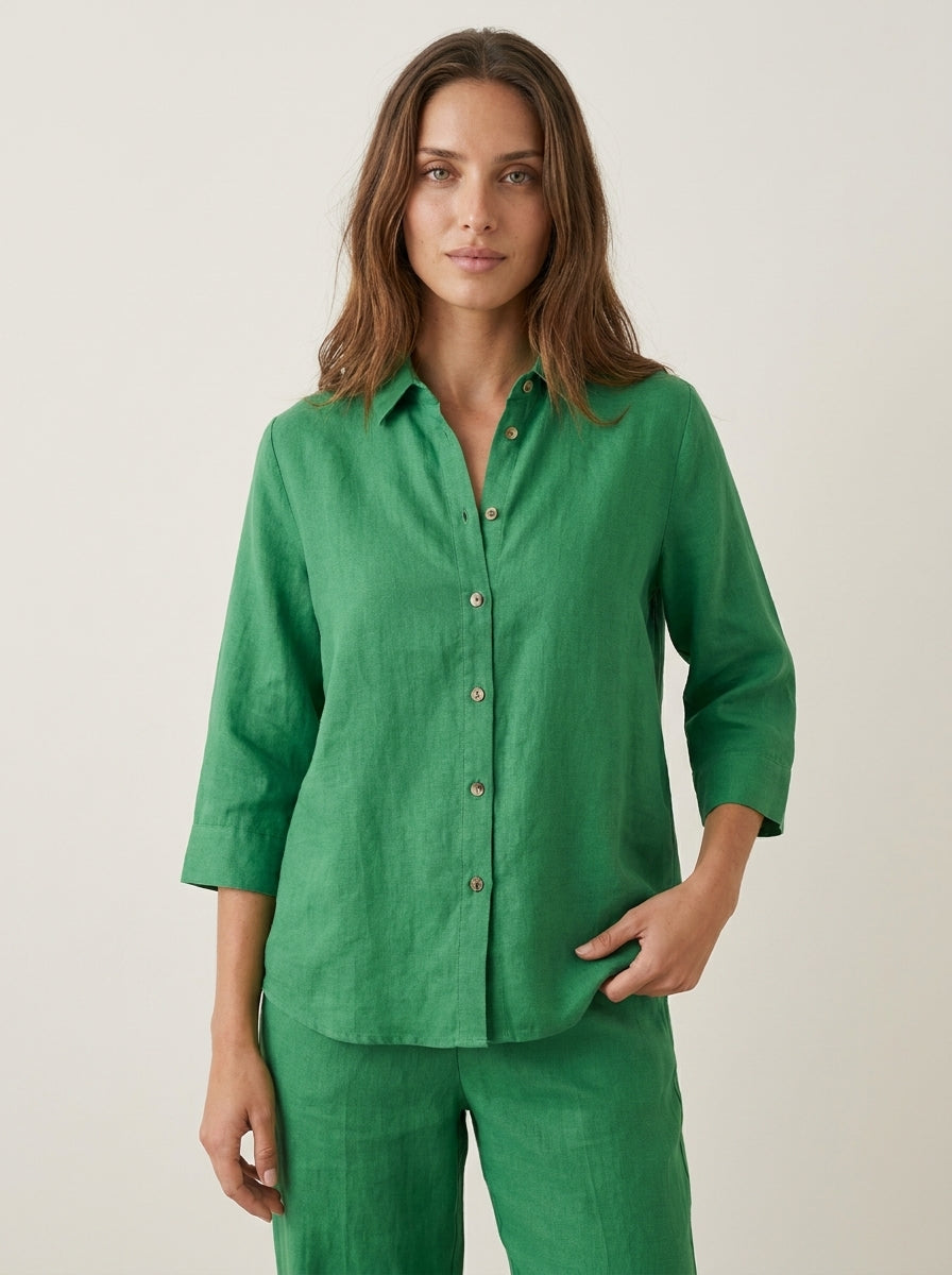 Olivia Sur Maribel - Conjunto de Lino con Mangas Murciélago y Pantalón Ancho – Verde – photo 10