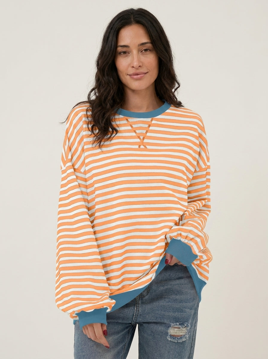 Sommerfeld Isabella - Camiseta Manga Larga a Rayas con Cuello Redondo – Naranja – photo 8