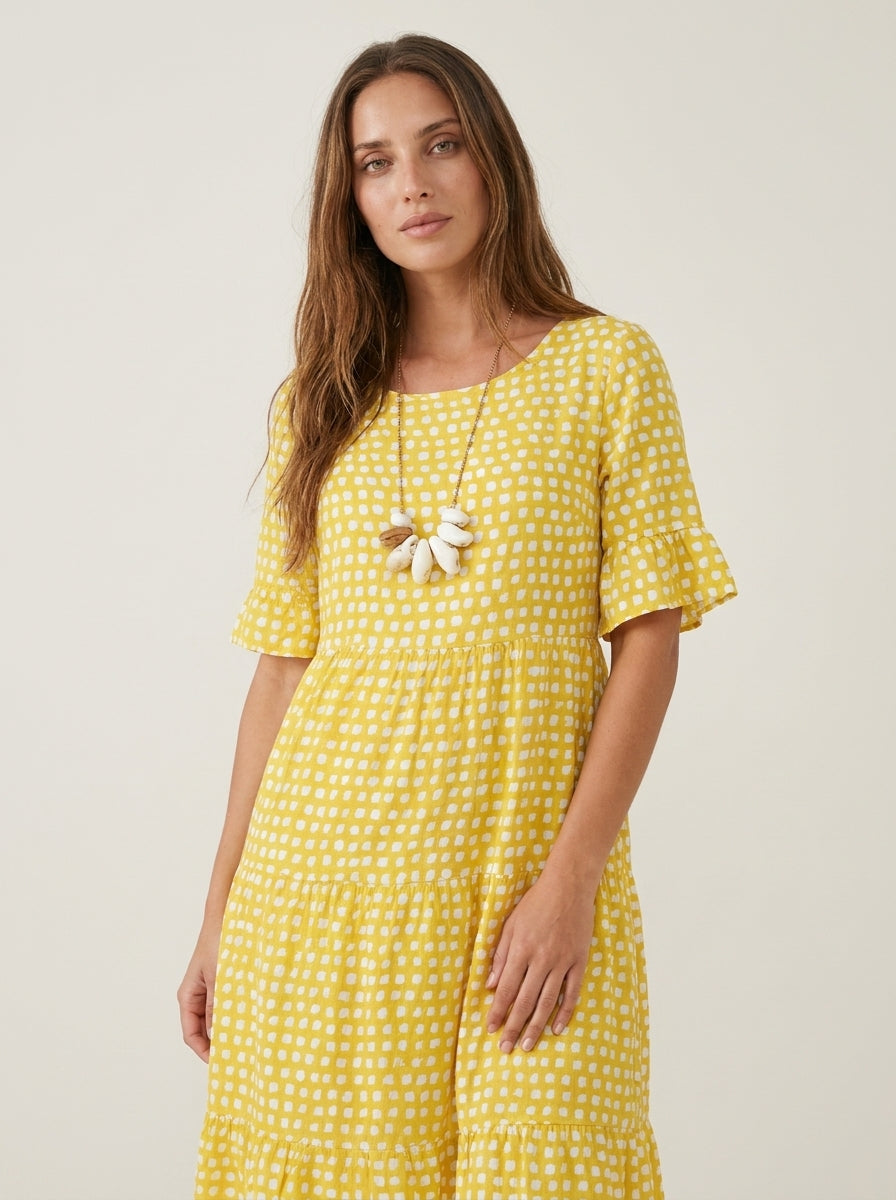 Clara Sevilla Zara - Vestido Midi de Manga Corta – Amarillo – photo 6