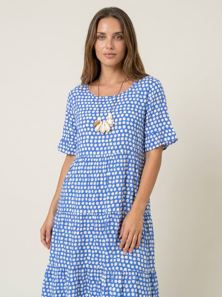 Clara Sevilla Zara - Vestido Midi de Manga Corta – Azul – photo 12