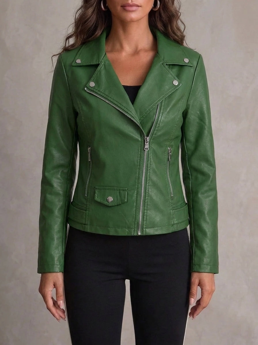 Silvana Vitali Ana - Chaqueta de Piel Resistente y Elegante – Verde Oliva
