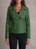 Silvana Vitali Ana - Chaqueta de Piel Resistente y Elegante – Verde Oliva