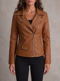 Silvana Vitali María ⎸ Chaqueta de Piel Resistente y Elegante – Marrón Claro