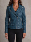 Silvana Vitali Nuria - Chaqueta de Piel Resistente y Elegante – Azul Marino