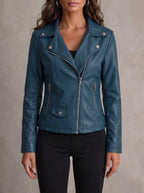 Silvana Vitali Nuria - Chaqueta de Piel Resistente y Elegante – Azul Marino