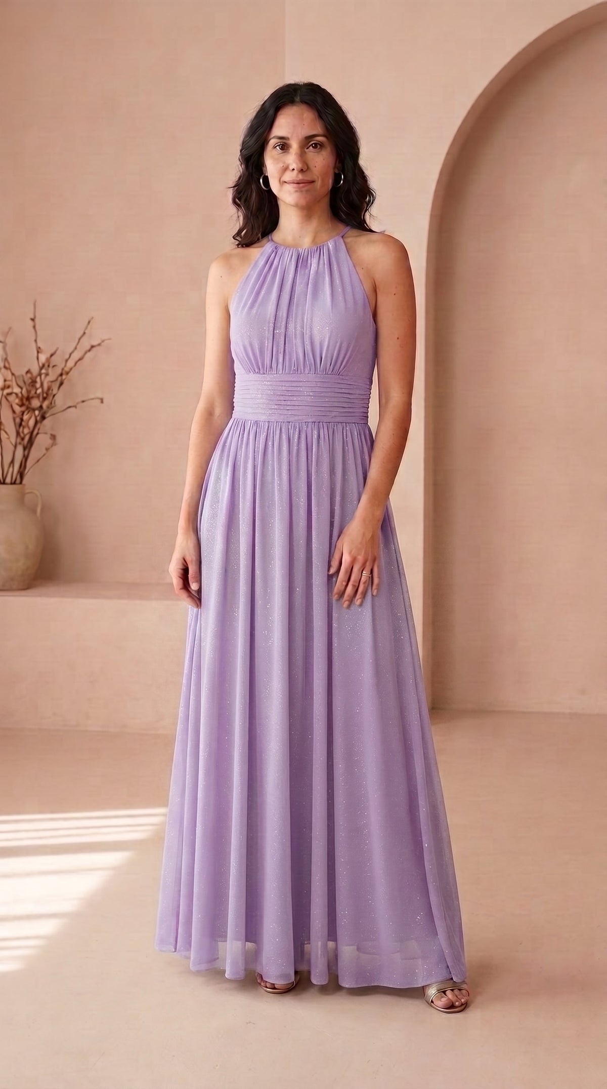 Anamartinezmadrid Estela | Vestido Largo de Fiesta con Brillo y Escote Halter – Lila – photo 9